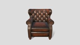 Leather Armchair leather, armchair, furniture, low-poly-model, old-furniture, armchair-furniture, low-poly, chair