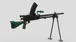 Type 96 Light Machine Gun rifle, grenade, assault, high, soldier, revolver, army, handgun, carbine, generic, semi, long, submachine, defense, equipment, firearm, vr, bullpup, ar, firearms, automatic, machine, battle, pistol, sniper, launcher, personal, semi-automatic, weapon, asset, game, 3d, low, poly, military, shotgun, gun, gear, war, "light", "multiple-barrel"