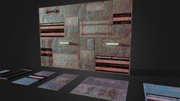 Rusty Modular Sci-Fi Walls rust, bunker, tiles, metal, wars, star, corridor, sci-fi, factory, modular, fallout, spaceship, industrial, wall