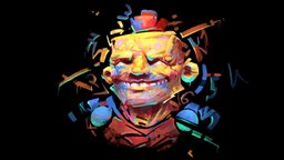 Captain Calculator portrait, handpainted, lowpoly, gameart, bust