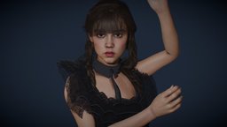 Wednesday Addams body, anatomy, dance, sss, dress, woman, addams, wednesday, girl, blender3d, female, rigged, wednesdayaddams, wednesday-addams