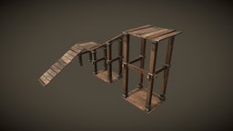Wooden Access Ramp tower, ramp, build, rustic, fortress, acess, structure, wood, modular