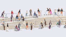 Disabled People Pack frame, stairs, wheels, boy, ramp, cast, walker, help, wheelchair, disabled, old, woman, cane, grandma, grandfather, needs, handicap, girl, man, lady