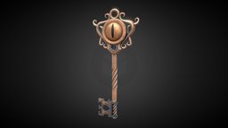 Rlyeh key ancient, key, vintage, residentevil, old, horrorgame, gameasset, monster, horror, gameready, noai