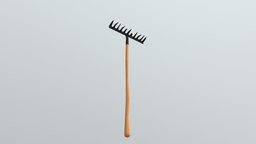 cartoon rake low poly tools, farm, game-ready, game-asset, rake, low-polygonal, weapon, cartoon, game, lowpoly, raker, nubb, farmgame, cartoonlowpoly