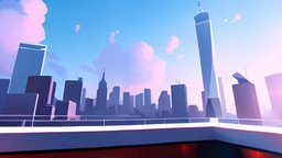 FREE Stylized Skybox CitySkyLine 001 scene, sky, skyline, 360, clouds, level, rose, day, stars, sunny, panorama, leveldesign, casual, dreamy, 6k, wallpaper, skybox, cloudy, vibrant, cubemap, cartoon, game, city, stylized, blue, anime, black, environment, noai, createdwithai