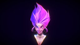 Neon Pixie neolithic, pixie, head, woman, handpainted, girl, bust, female