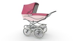 Silver Cross Kensington Retro Baby Pram cross, time, baby, child, silver, pram, realistic, real, stroller, kensington, lowpoly, low, poly