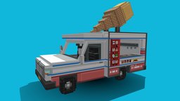 Ice Cream Van food, truck, ice, van, cone, scoop, chocolate, icecream, freezer, vanilla, strawberry, marketplace, mint, blockbench, minecraft, lowpoly, pixelart