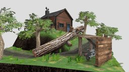 DAE Diorama dae, cottage, motorcycle, howest, house