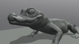 baby croc sculpt, baby, crocodile, sculptris, reptile, animal