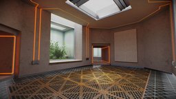 G0001 Sci-Fi Virtual-Reality Art Gallery object, custom, image, pedestal, painting, baked, vr, exhibition, showcase, presentation, virtualreality, enviroment, star, station, corona, lightbox, highquality, virtual-reality, lighting, low-poly, 3d, 3dsmax, art, lowpoly, scifi, model, sci-fi, download, space