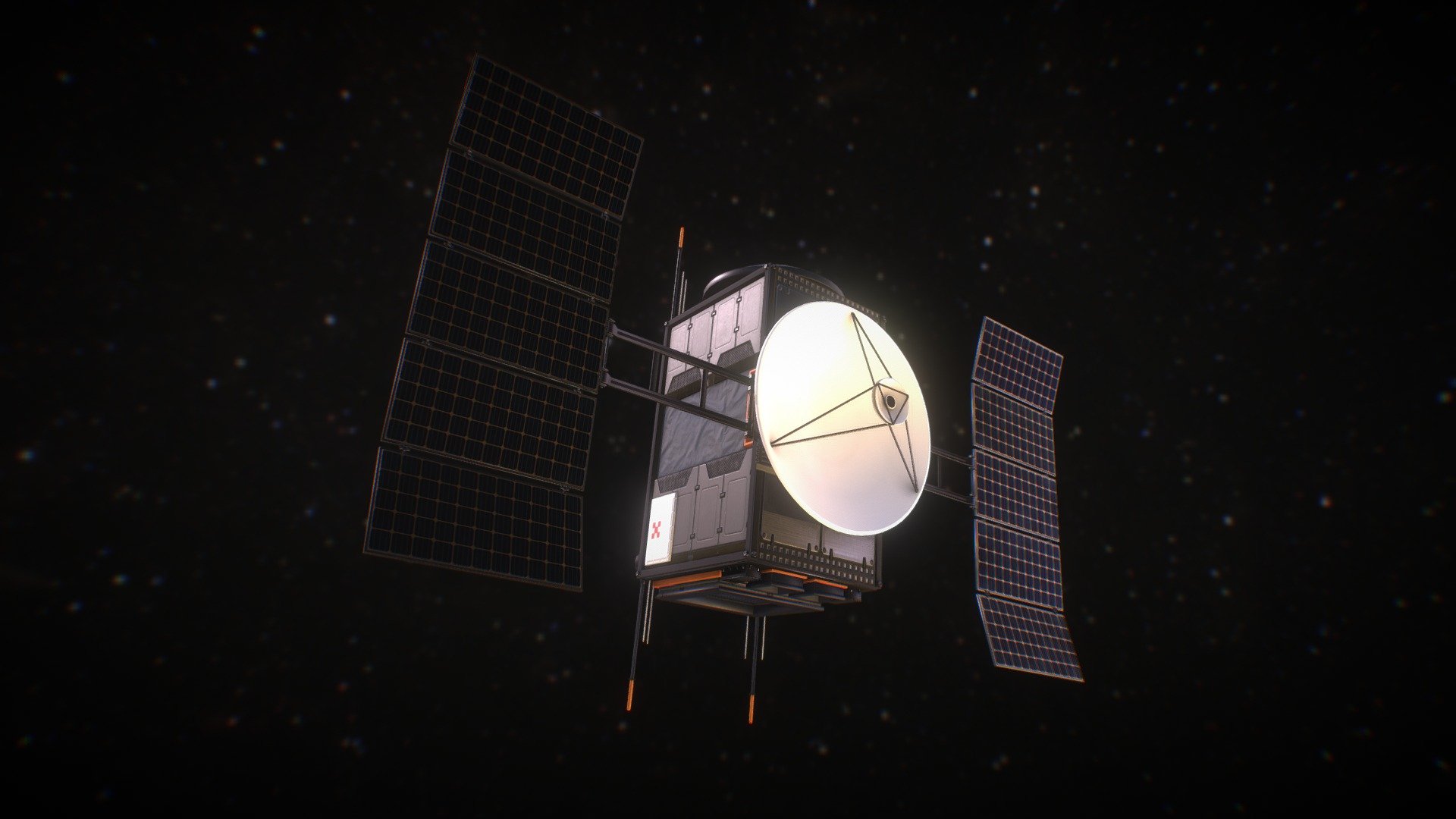 Science Probe Satellite

Assets:
science_probe_satellite
549.6cm Width(X), 212.4cm Length(Y), 377.2cm Height(Z)
216.4in Width(X), 83.6in Length(Y), 148.5in Height(Z)
Polycount: 12,607
Triangle count: 23,911
Vertex count: 12,825
Bones: 13
Included model formats: BLEND, ABC, DAE, FBX, GLTF, OBJ, STL, USD

Materials and Variations:
Includes 1 Materials/Texture set
science_probe_satellite_Mat

Average Texel Density:
10.24 px/cm @ 4096x4096 image resolution

Can be used as-is for low-poly. Origin is on ground plane. Units are in meters. 
NOT OPTIMIZED FOR 3D PRINTING. 
Created with Blender 3.5.1 and preview images rendered with Cycles. 
Textured With Substance 2021.1.1 Please Contact Me If You Have Any Questions Or Business Inquiries At bsw2142@gmail.com You Can Fill A Custom Work Request For A Quick Quote From Me At https://forms.gle/66YjCgoQgk8eUsaK6 - Science Probe Satellite - Buy Royalty Free 3D model by Brandon Westlake (@dr.badass2142) 3d model