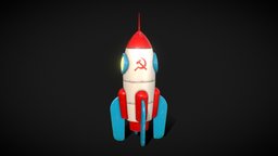 Retro Rocket Spaceship from USSR toy, vintage, retro, spacecraft, interstellar, grunge, rocket, metall, worn-out, simple3dmodel, rocketship, roughness-metallic, ussr-military, lowpoly, gameasset, textured, space, spaceship