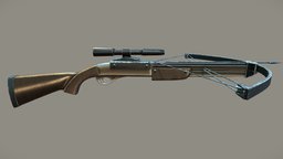 Modern Cross Bow With Binocular modern, cross, assets, crossbow, bow, hunting, with, ready, combat, binocular, binoculars, game, pbr, low, poly