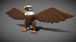 Cartoon Eagle Low Poly flying, toon, bird, white, eagle, predator, american, realistic, bald, substancepainter, substance, cartoon, lowpoly, low, poly, stylized, dragon, simple, rigged