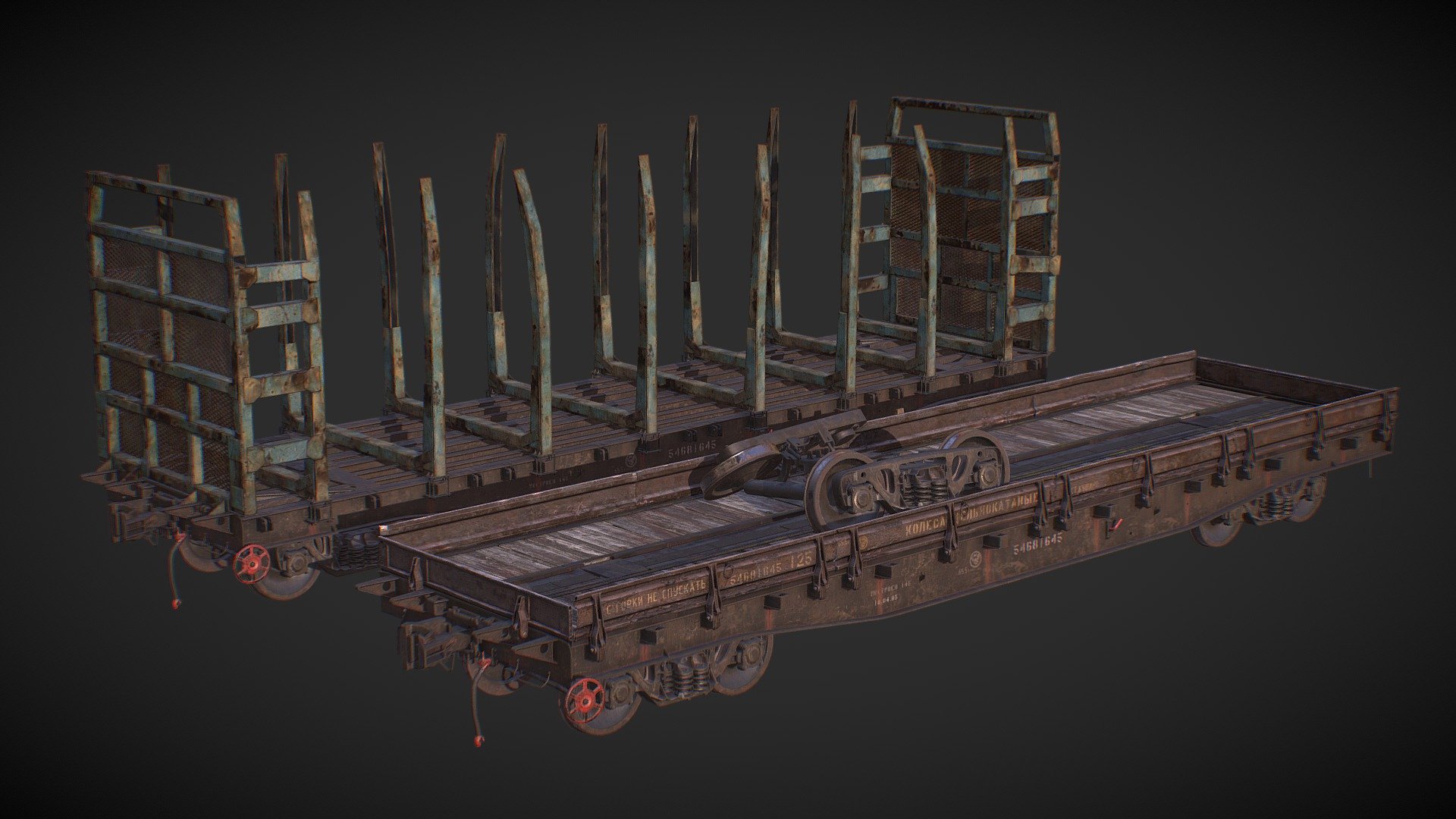 Soviet 13-401 Lowpoly train cargo platform for upcoming title &ldquo;PIONER