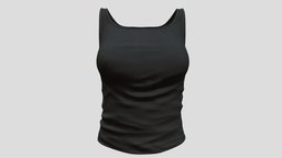 Female Tank Top neck, fashion, women, girls, top, clothes, brown, summer, round, tank, casual, wear, pbr, low, poly, female, dark, black