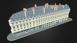 Paris Apartment Haussmann Building 01 france, paris, photo, cafe, vray, hotel, restaurant, urban, apartment, town, realistic, typical, parisian, haussmann, architecture, game, 3d, poly, house, city, building, street, shop, halevy, vignonlouis