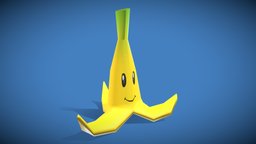 MarioBros Banana cube, wheel, mushroom, games, toy, videogame, toys, nintendo, banana, luigi, racecar, mariobros, mariokart, cartooncharacter, mariokart8, nintendoswitch, interrogation, character, 3dprint, cartoon, game, lowpoly, racing, mario