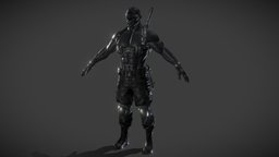 Snake Eye T-pose lightwave, m4, soldier, katana, ninja, machinegun, combat, substancepainter, weapon, knife, modeling, 3d, photoshop, military, zbrush, sword, gun, sculpture