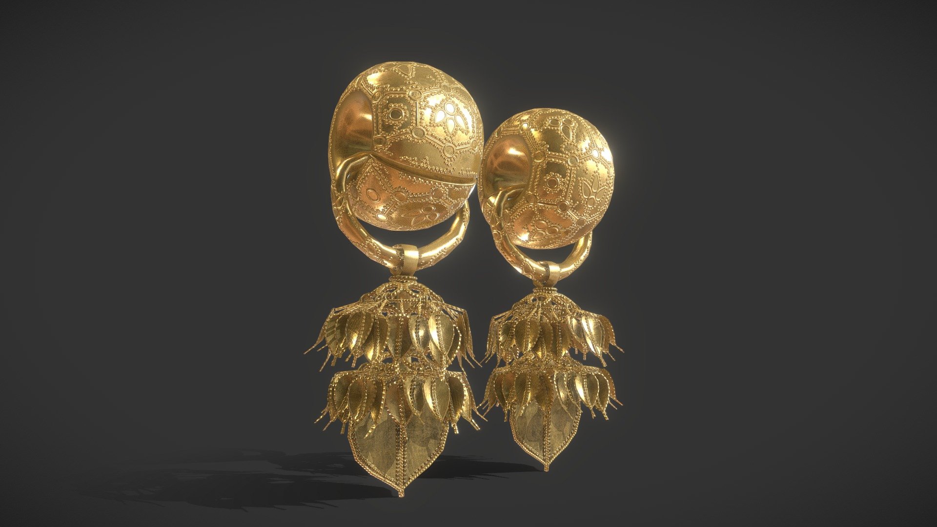 Korea National Treasure_090_경주 부부총 금귀걸이 - Korea National Treasure_090_경주 부부총 금귀걸이 - 3D model by Dcarrick 3d model