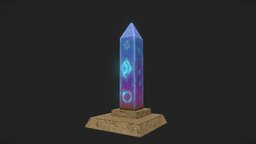 Crystal Monolit ruins, dungeon, crystal, background, cartoon, stylized