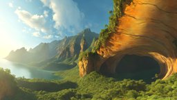 HDRI Alien World Panorama A plants, 360, vr, extraterrestrial, alien, equirectangular, nature, background, hdri, skybox, hdr, 360-degree-panorama, science-fiction, backdrop, virtual-reality, skydome, 360-panorama-image, scifi, sci-fi, sperical, createdwithai, skysphere