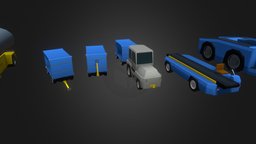Airport Vehicles airport, tractor, blender-3d, game-development, game-asset, low-poly-model, kodiak-set