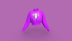Cropped Sweatshirt raw, top, new, classic, obj, cotton, cuff, sweatshirt, lightweight, shoulders, apparel, long-sleeves, ribbit, gltf, cropped, dropped, neckline, digitalfashionwear, crew-neck, 3dappareldesign, apparelfashion
