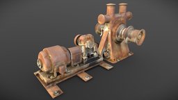 Anchor Windlass object, marine, motor, prop, dock, anchor, rusty, outdoor, metal, water, engine, port, harbour, weathered, photoscan, photogrammetry, asset, scan, ship, navy, boat, windlass