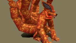 Kurama naruto, kurama, pixel-art, blockbench, low-poly, minecraft, voxel