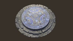 Dungeon Pedestal Portal portal, gate, ancient, ruins, dungeon, circle, brick, pedestal, floor, glowing, alchemy, steps, sigil, transmutation, architecture, stone, fantasy, rock, sculpture, magic, temple