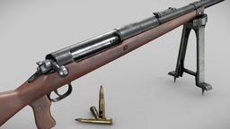 Mauser 1918 T-Gewehr world, rifle, ww2, action, german, bolt, unreal, mauser, vr, bipod, ww1, 1918, t-gewehr, unity, pbr, lowpoly, gun, war, gameready, tankgewehr