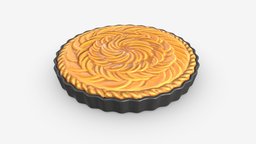Apple Pie French with Plate 03 food, fruit, cake, french, plate, apple, pie, dish, baked, holiday, sweet, dessert, homemade, pastry, tart, lattice, crust, filling, 3d, pbr