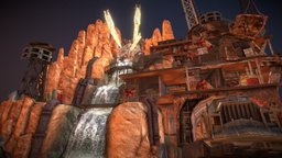 DAE Diorama bike, truck, autodesk, ruin, speaker, canyon, guitar, desert, post-apocalyptic, rusty, flame, wasteland, sand, diorama, metal, fire, autodeskmaya, madmax, scavengers, madmaxfuryroad, post-war, houdinifx, maya, industrial, noai, rustborn, rustborne