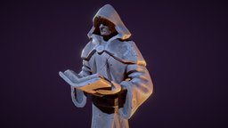 PBR Stylized Statue wizard, rpg, cartoony, game-art, mage, statue, handpainted, pbr, lowpoly, stone, stylized, fantasy, magic, gameready, ignas
