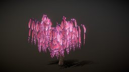 Fantasy Stylized Magic Tree Game Ready Asset tree, plant, landscape, cute, leather, prop, vr, pink, ar, leaf, vegetation, foliage, alien, beautiful, willow, cartoon, asset, game, lowpoly, low, poly, stylized, fantasy, magic, noai