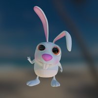 Cartoon Blue Bunny rabbit, bunny, character, cartoon, 3d, blue