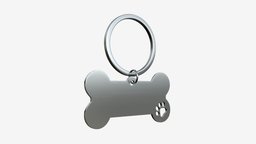Collar Pet ID Tag steel white neck, dog, pet, tag, bone, buckle, puppy, mockup, name, accessory, collar, metal, mock, necklace, id, nameplate, leash, 3d, pbr, animal