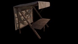 Market Stall medieval, stall, fabric, substancemarket, substancepainter, wood