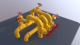 PBR Industrial Pipes Large valve, pipe, pipes, pipeline, game-ready, real-time, pipes-kit, pipes-set, pipes-package, industrial-pipes, industrial-pipe, low-poly, pbr