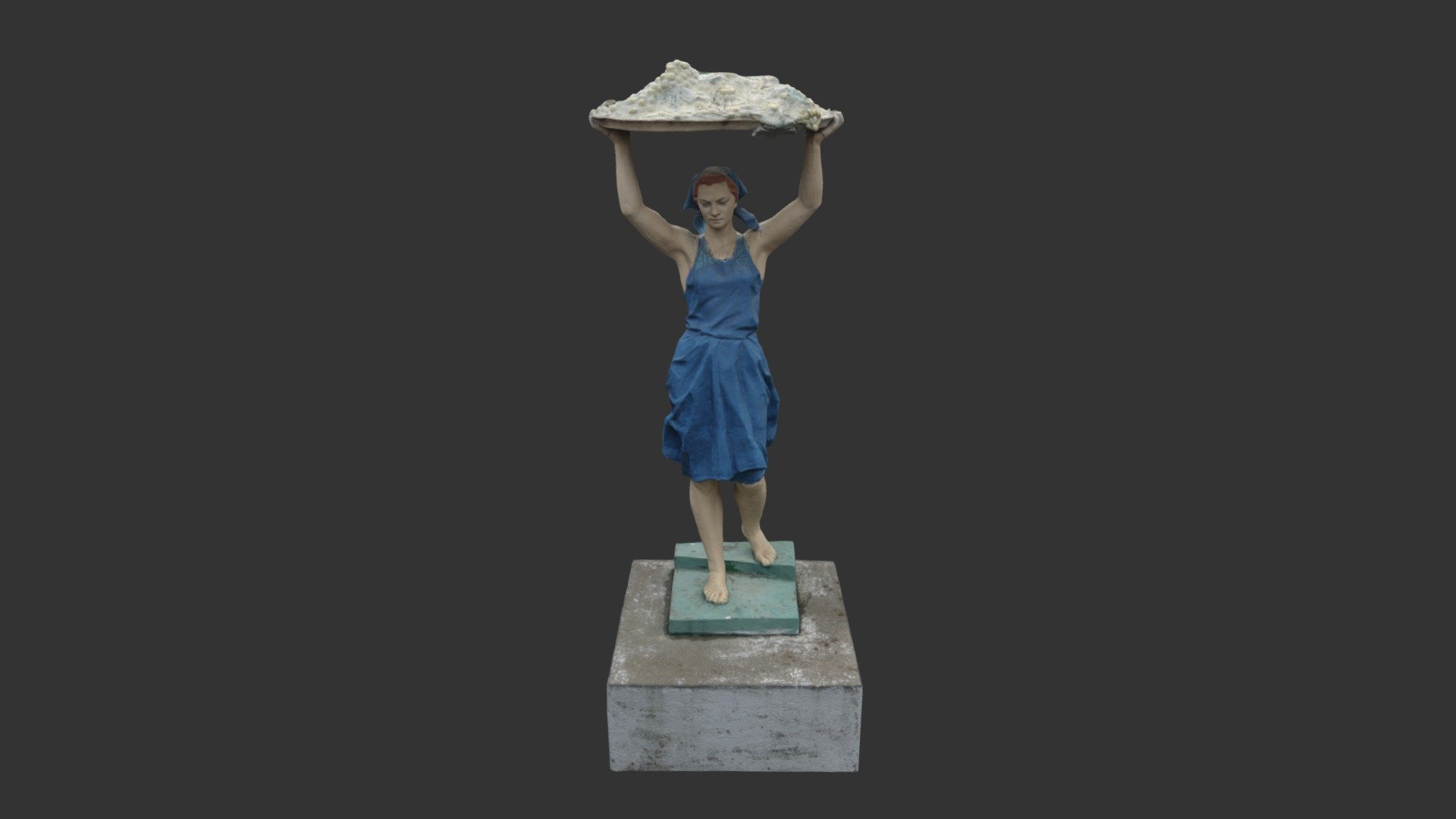 Sculpture of a Girl with a plate of grapes. A cultural heritage of a soviet period of Odessa. Situated at &ldquo;Sailors between voyages base