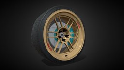 ADVAN®-A052 • ENKEI®-RPF1RS • Project Mu wheel, rim, tire, rotors, rotor, wheels, automotive, rims, calipers, tires, low-poly-model, caliper, brake-disc, brake-caliper, low-poly, lowpoly, racing
