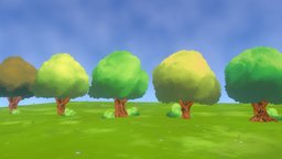 Illustrative Nature 2D trees, tree, sky, grass, toon, childrens, kids, flower, child, flowers, outside, park, outdoor, 2d, nature, artist, 25d, illustration, bushes, cartoon, book, art, animation, stylized, anime, environment, illustrative, grassblade, illustrations, toontrees