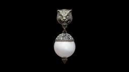 Lion Eearring diamonds, luxury, earring, lion, pearl, sparkly, scan