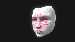 PBR Geisha Mask hat, armor, armour, japan, warrior, demon, soldier, samurai, scary, enemy, mask, oni, headwear, bushi, pbr, evil, japanese