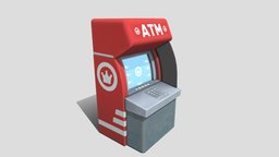 Cosy World prop, atm, cosy, handpaintedtextures, cashmachine, unity, cartoon, 3d, lowpoly, gameasset, stylized, simple, noai, automatictellmachine