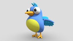 Cartoon Bird cute, style, bird, colorful, cartoon, lowpoly