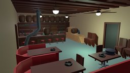 Prohibition Era Bar bar, scene, room, mob, mafia, alcohol, prohibition, speakeasy, lowpoly, light, environment